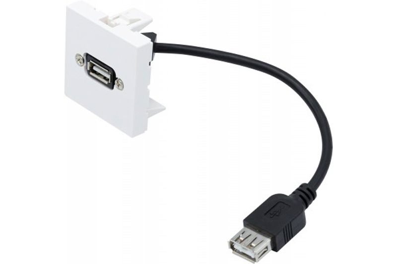 Prise murale USB coudée avec câble USB 15m amplifié