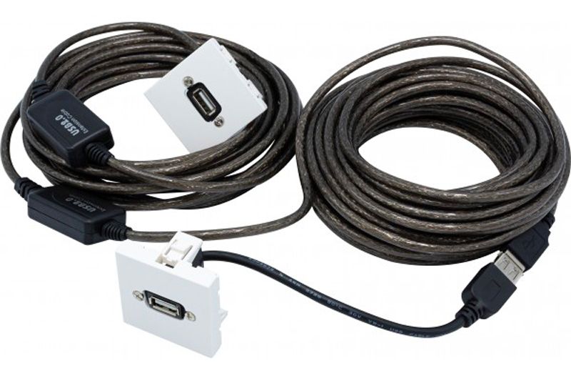Prise murale USB coudée avec câble USB 15m amplifié – Image 2