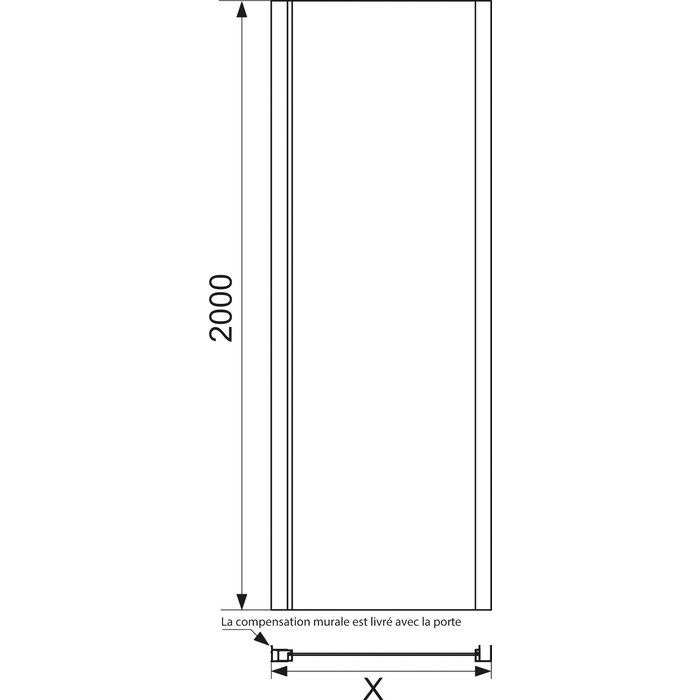 Paroi fixe verre transparent - 90 cm - Jazz Plus - Leda – Image 2