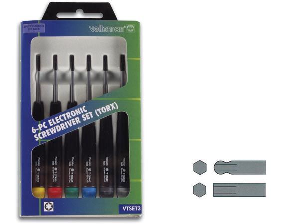 Jeu de 6 tournevis de precision (BALL + HEX)