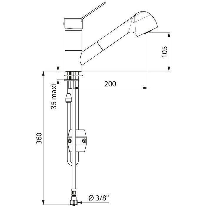 Mitigeur lavabo - À douchette extractible - Delabie – Image 2