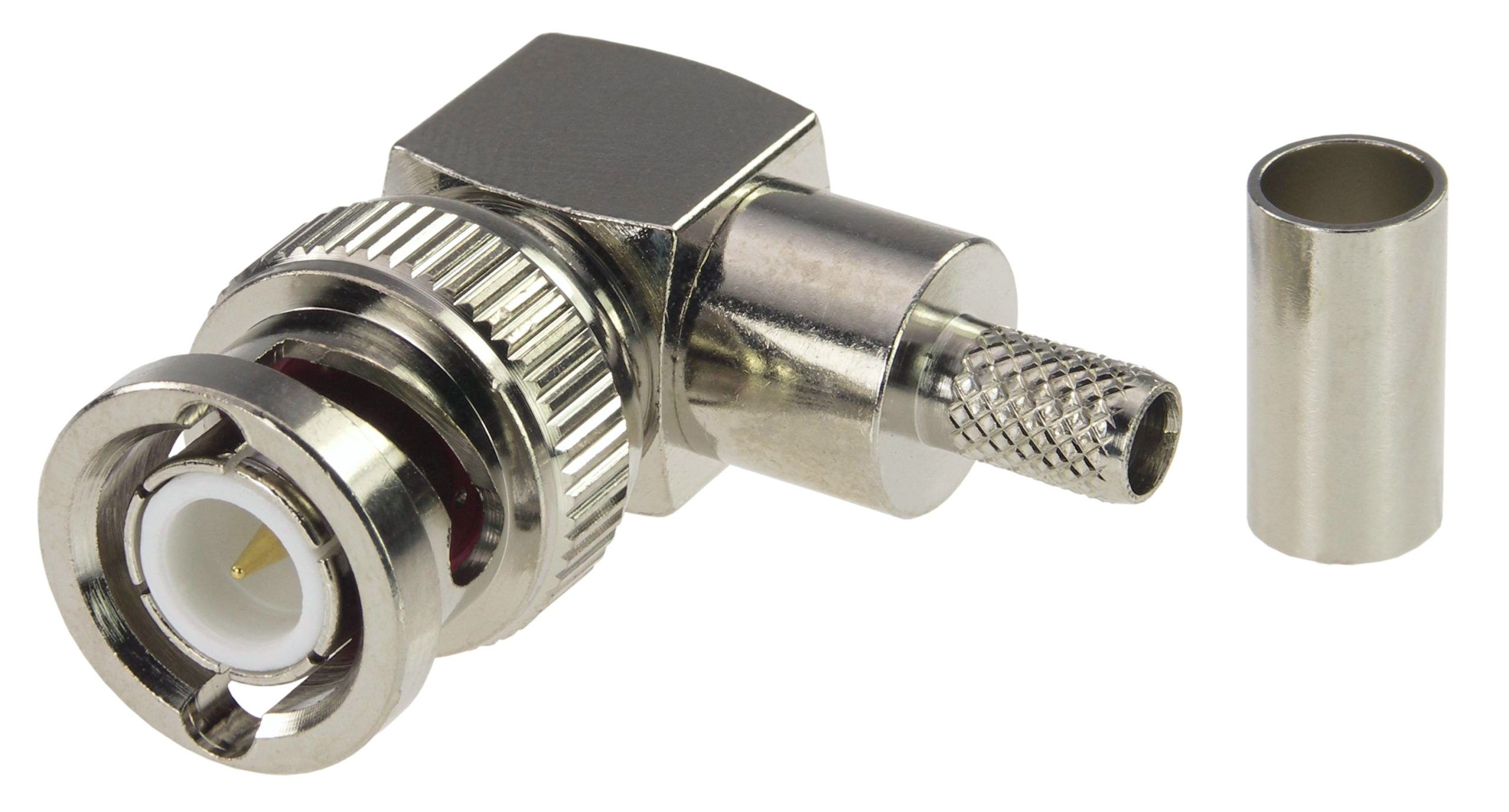 BNC angular Mâle crimp (5 mm câble)