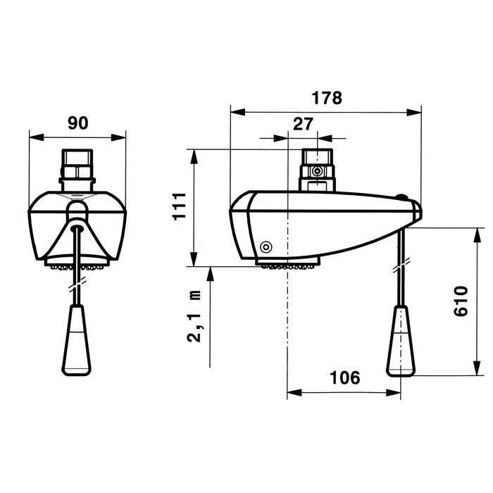 Pomme de douche simple à commande tirette - DL 350 S - Presto – Image 2