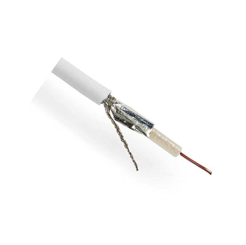 Bobine de câble antenne TV numérique double blindage 100m Blanc