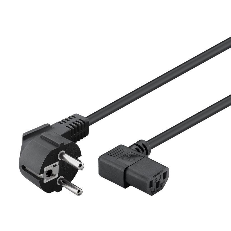 Câble électrique secteur 2m coudé droite noir