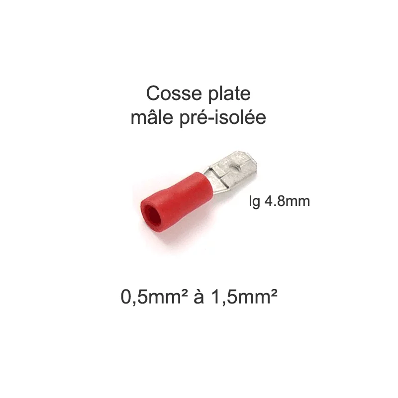 Cosse plate mâle