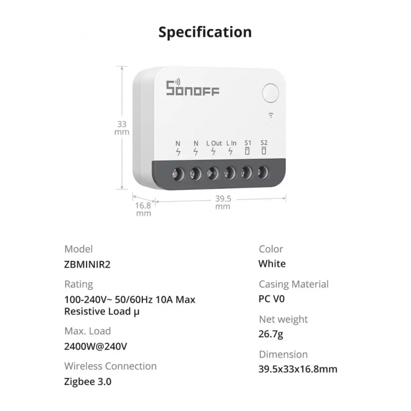 SONOFF - Module Zigbee commutateur 10A ZBMINIR2 – Image 3